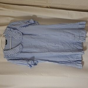 Allegra K Blue Gingham Button Down Dress